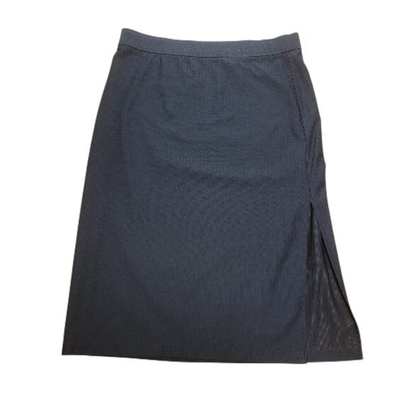 Venezia Jeans 22/24 Black Pinstripe Stretch Pencil Skirt 16" Side Slit EUC Y2K - Picture 1 of 5